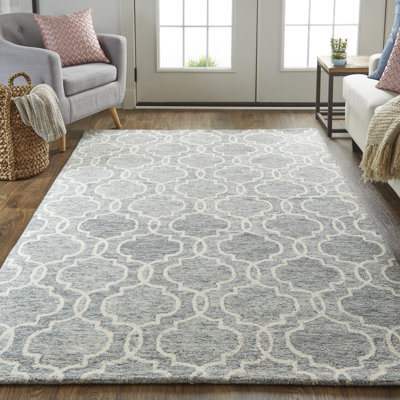 Burgos Hand-Tufted Wool/Cotton Charcoal Gray Area Rug -  Alcott HillÂ®, 1FC7AEA6CC924A44AE73ADEBCDE9F39E