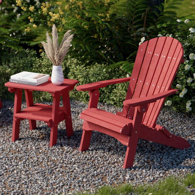 Ensemble Adirondack pliant 3 pièces avec table d'appoint Heritage, Rouge cardinal