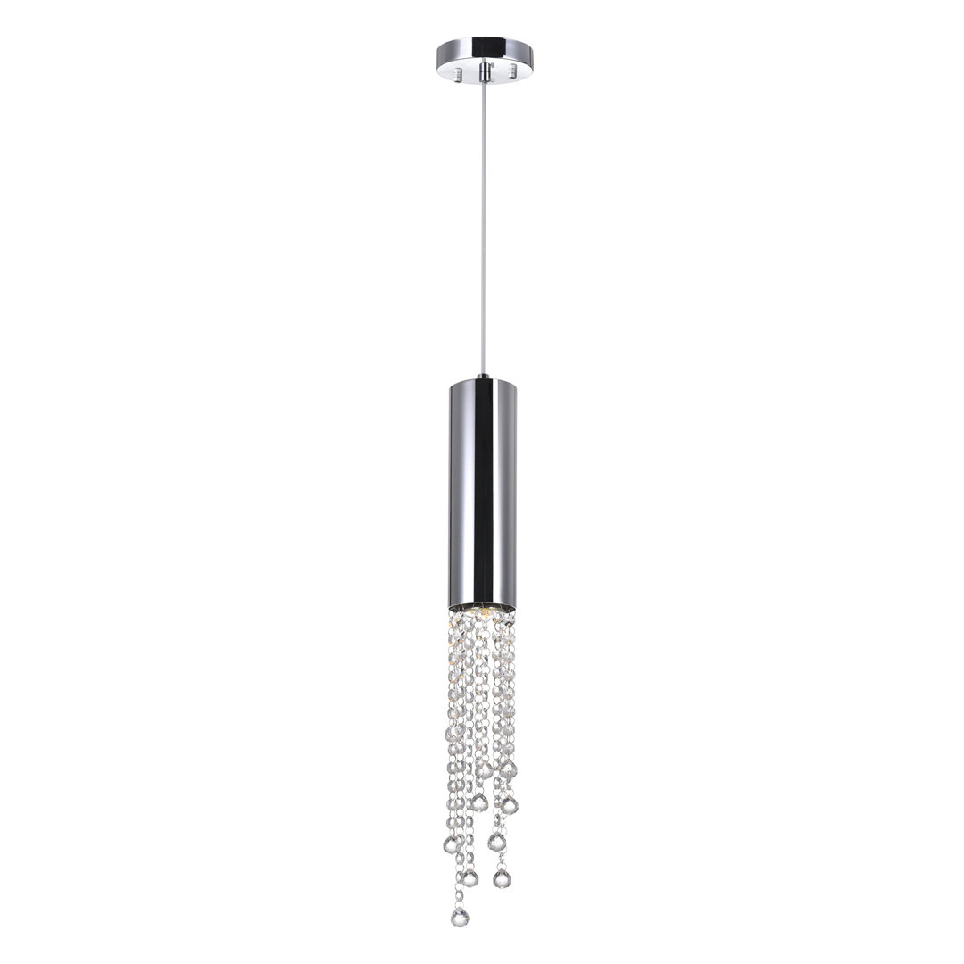 Bain 5'' Modern Chrome Mini Pendant Light – 1-Light Down Pendant with GU10 Base – Adjustable Hanging Height – Ideal for Kitchen Island, Bar, or Bedroom Orren Ellis