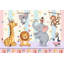 Papier peint à motif de cirque, animaux mignons et rayures pastel-752390001-752390012