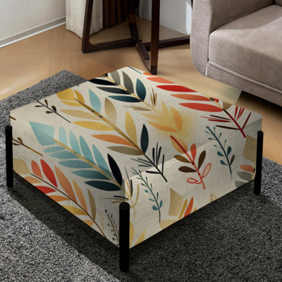 Ivoire Boho Accents - Grand repose-pieds carré à chevrons