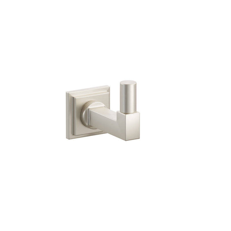 Crochet simple Emtek Select avec rosette carrée, tige carrée et pointe lisse, Nickel satiné