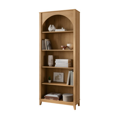 Eshman Engineered Wood Arched Bookcase with Storage for Home Living Room