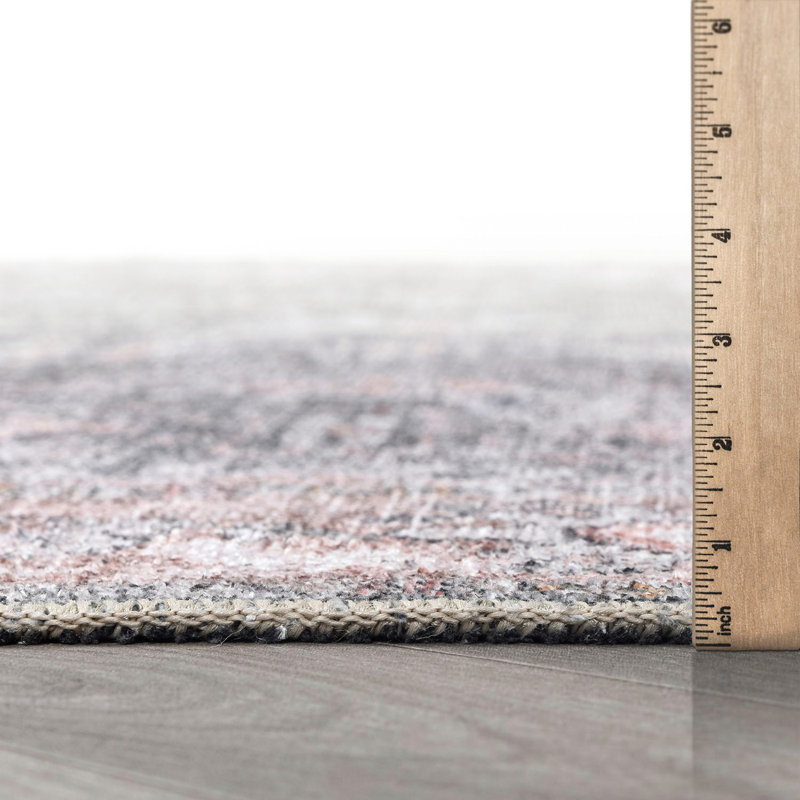 Tapis lavable à la machine d'inspiration rétro, Rectangulaire 2 pi x 3 pi