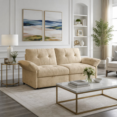 Convertible Chenille Sofa Bed with High-Resilience Foam, Ideal for Living Rooms and Multi-Functional Use