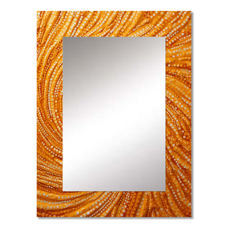 Abstract Orange Swirl Collages II - Abstract Collages Mirror, Modern Unique Wall Mirror, Printed Metal Art, 32" x 24"