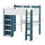 Lit mezzanine double en bois avec tablettes de rangement intégrées, portemanteaux et bureau-116235800