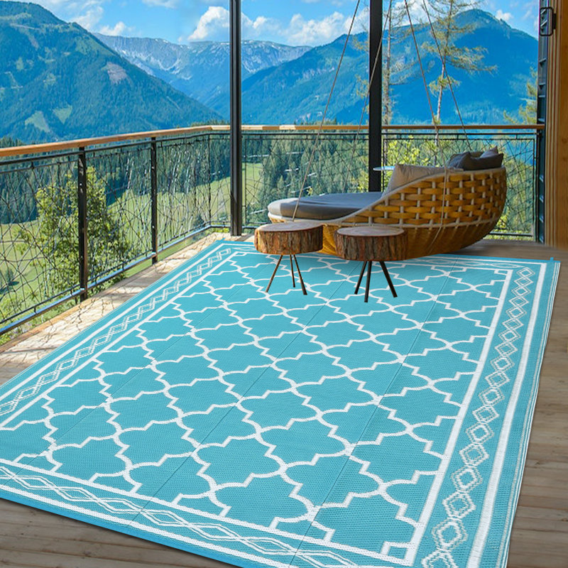 Tapis d'extérieur imperméable et extensible pour l'extérieur, Bleu, Rectangle de 5 pi x 8 pi