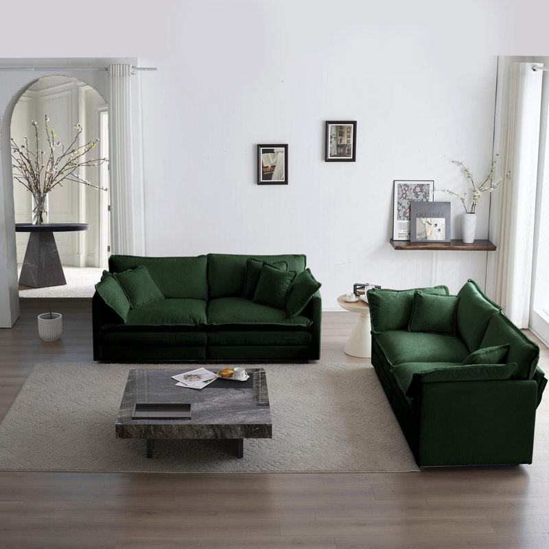 2 canapé de salon en tissu chenille. Structure en bois robuste, rembourrage en éponge confortable. Options d'assise flexibles, processus d'assemblage facile et tissu respirant