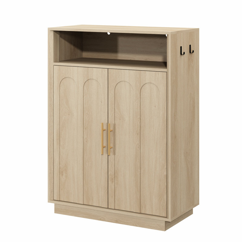 Armoire d'appoint à 2 portes en bois manufacturé et l 31,5 po Danzler, Chêne naturel