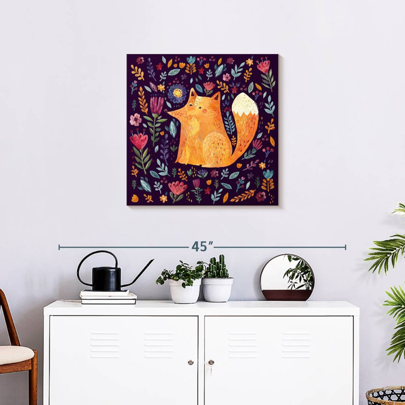 Crowle Fox parmi les fleurs, H 24 po x l 24 po