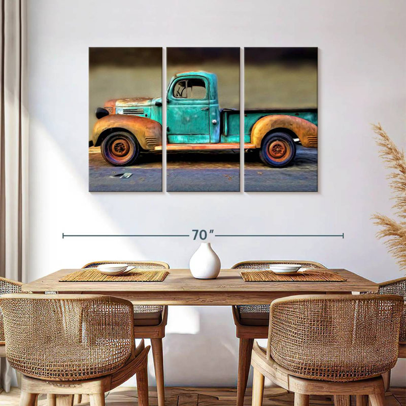 Mehar Rusty Blue Truck, 36" H x 57" W
