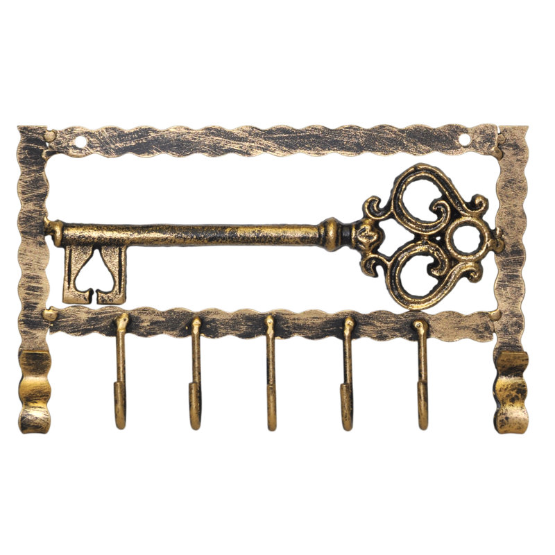 Metal Wall Organizer with Key Hooks