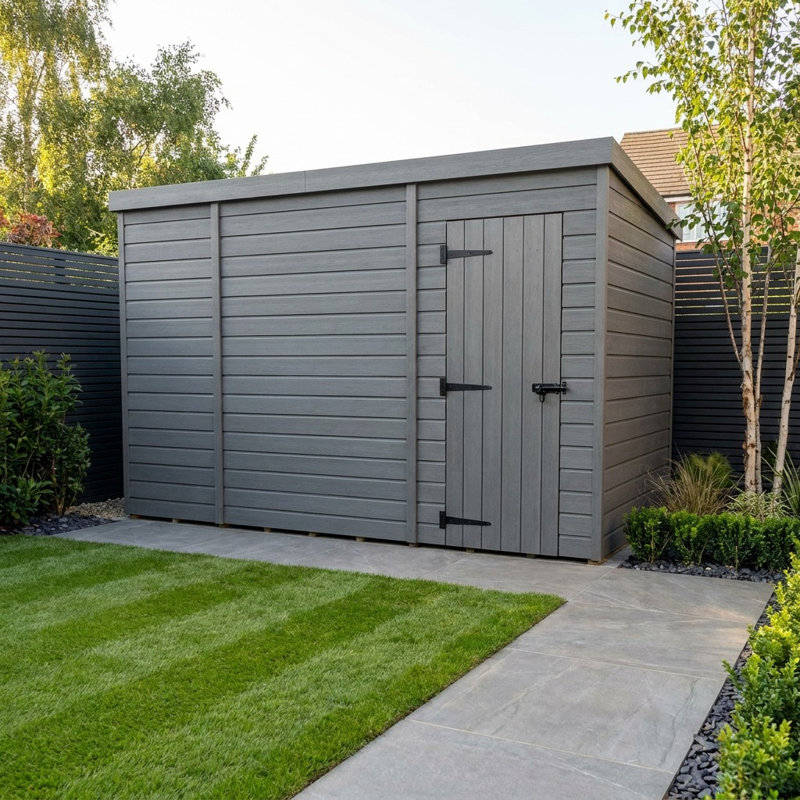 Total Sheds 10ft x 4ft Composite Pent Garden Shed - Single Door - No Windows - EPDM Rubber Roof - UK Manufactured