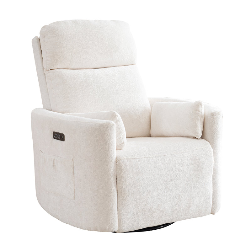 Fauteuil inclinable électrique avec massage et chaleur Veya, Chenille blanche