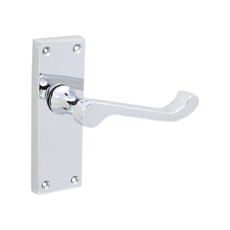 Victorian Scroll Latch Lever Handle 115mm Polished Chrome