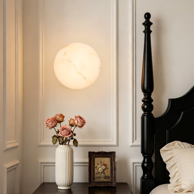 1-Light Faux Alabaster Flush Mounted Sconce
