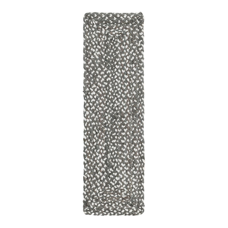 Barlet Handmade Braided Cotton Gray Area Rug, Table Runner 1'2" x 4'1"
