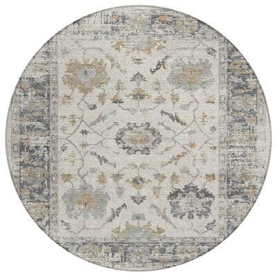 Machine Washable Indoor/Outdoor Xhevrie Ivory Rug