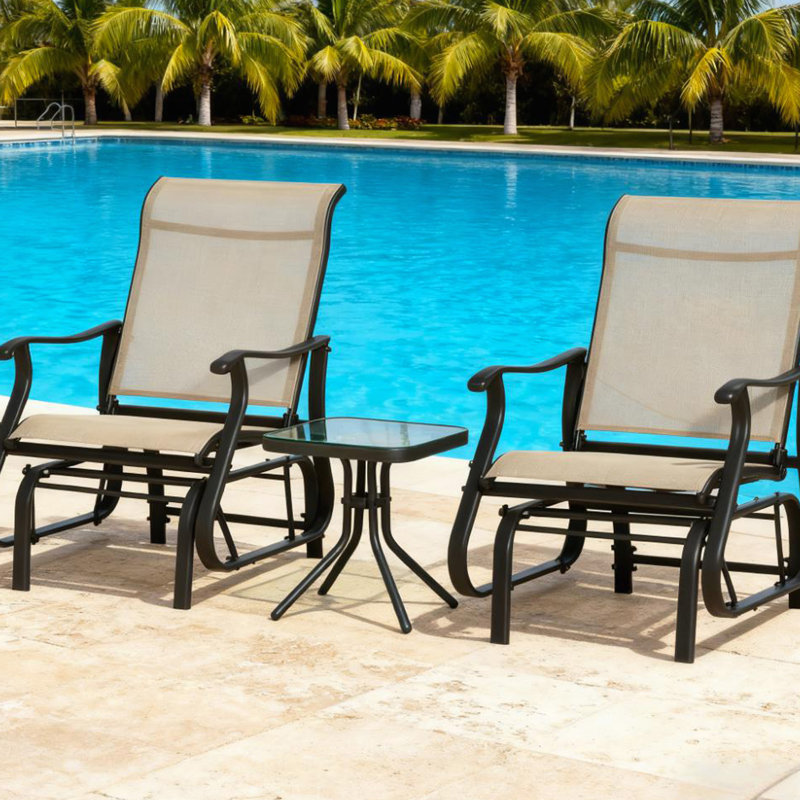 Chairs Set,Outdoor Gliding Chairs Set Durable Compact for Patio, Bistro Tea Time,Perfect for Families, Black/Brown/Grey