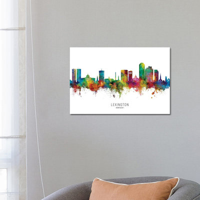 Lexington Kentucky Skyline City Name by Michael Tompsett - 1 Piece Wrapped Canvas Wall Art