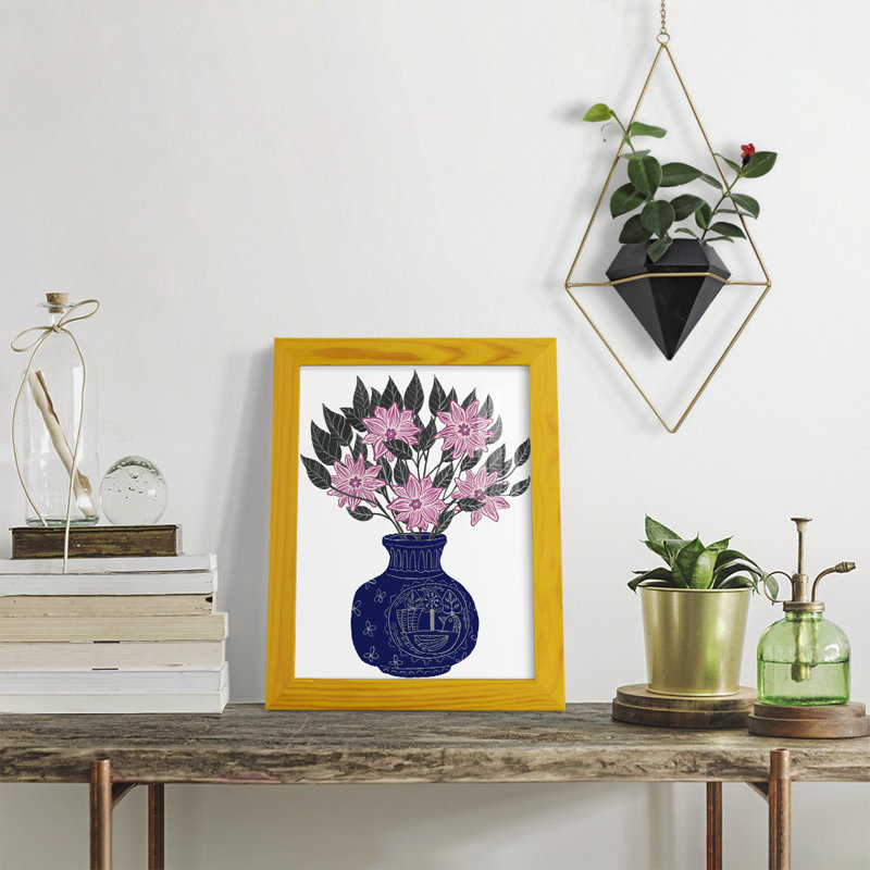 «Fonteyne Painted Vase II», reproduction encadrée sur papier, H 11 po x l 9 po x P 1 po, Jaune tournesol