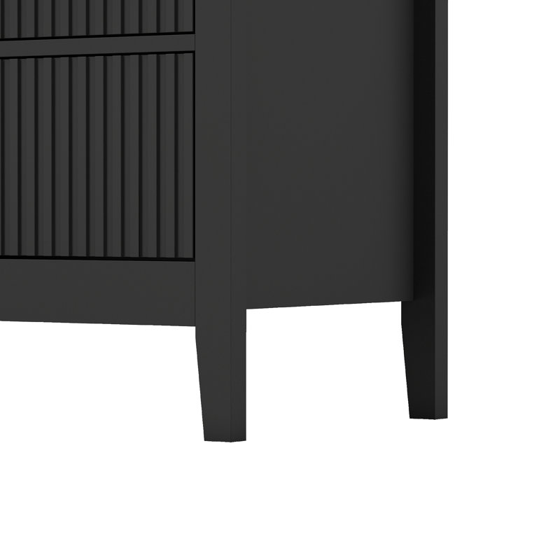 6 tiroirs 47 po Large commode, Noir