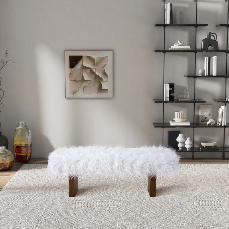 Banc Henley en fourrure kaki blanche