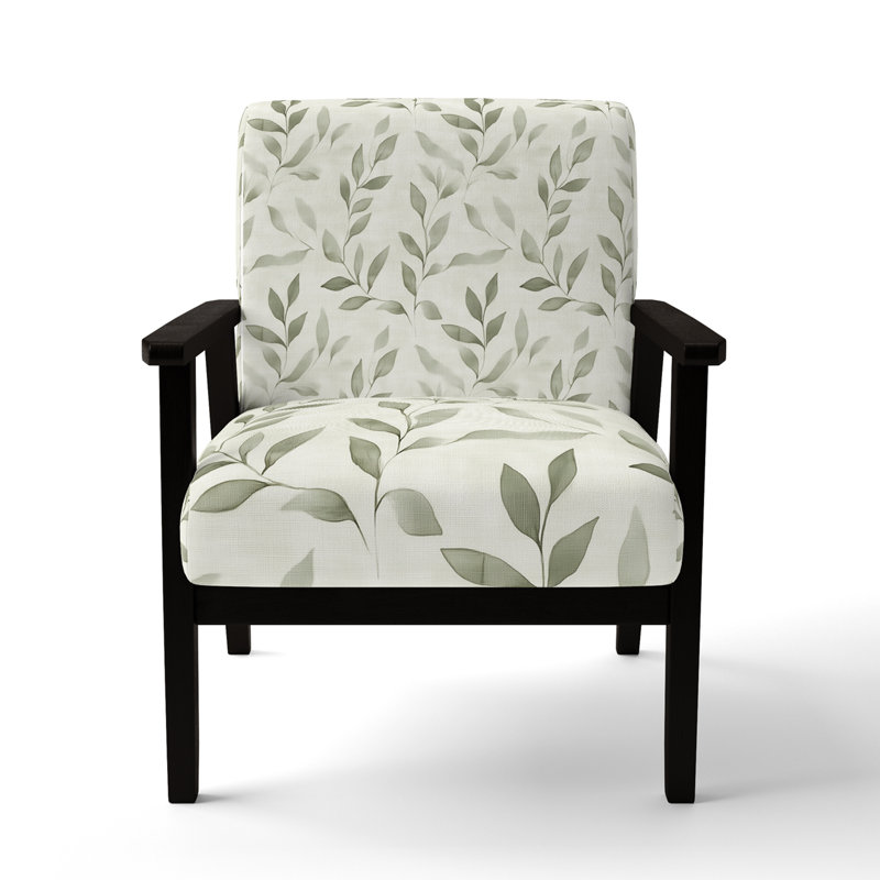 Chaise d'appoint Floral - fauteuil en lin, Accoudoirs carrés noirs