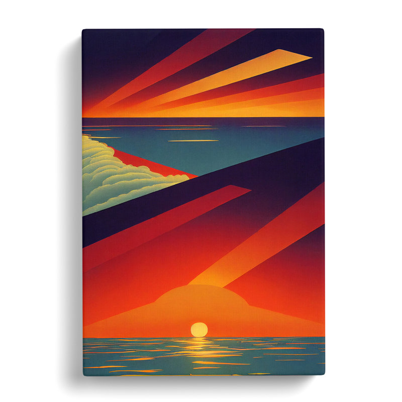 Vivid Abstract Ocean Sunset - Wall Art, Wrapped Canvas, 76cm H x 50cm W, No Matte