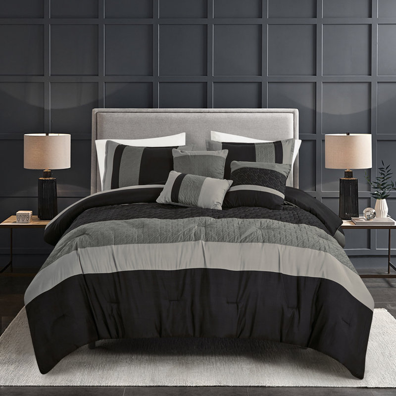 6 Piece Brushed Microfiber Plain Weave Comforter Bedding Set, King Comforter + 5 Additional Pieces
