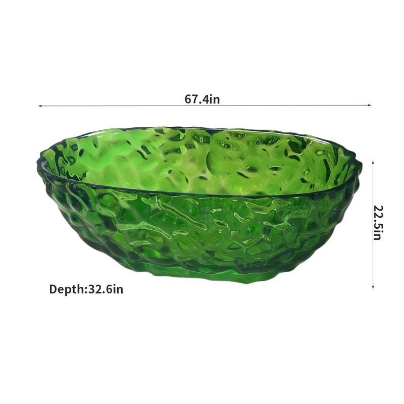 Modern Creative Water Ripple Resin Bathtub 67.4 W 22.5 H Tub & Shower Kit, Green