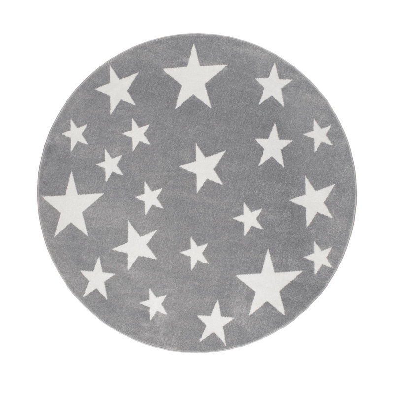 Tapis géométriques gris clair pour bébé et enfants Lich Waterloo, Rond 6 pi 7 po