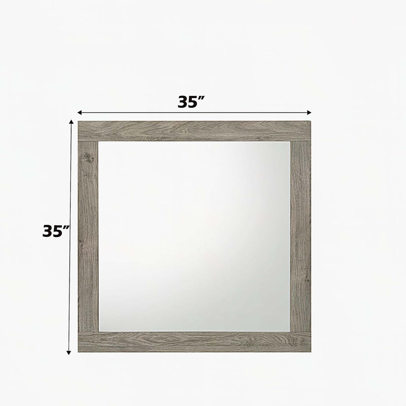 Miroir Mari, Gris clair, Carrée, 35 po x 35 po