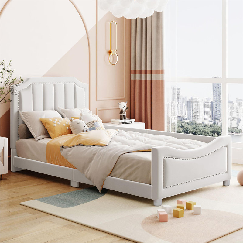 Cassie Upholstered Bed, Beige