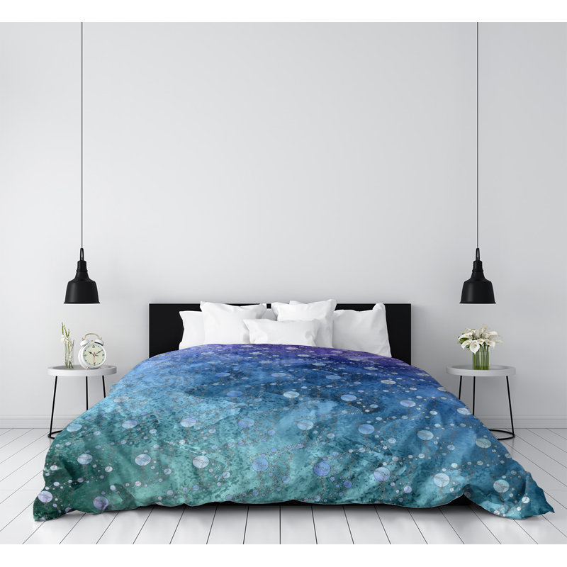 Housse de couette Katelyn Elizabeth, Polyester brossé, Housse de couette pour lit simple, Dégradé paon