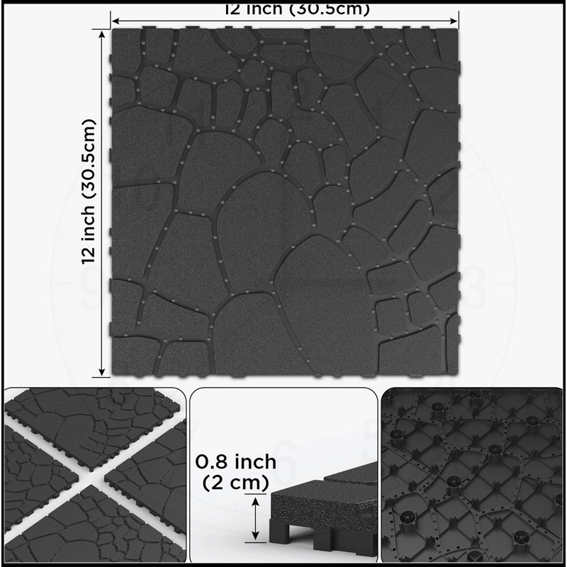 Interlocking Patio Deck Tiles for Versatile Outdoor Spaces, Quick Installation, Grey