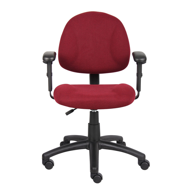 Task Chair, Burgundy Tweed, Adjustable Arms