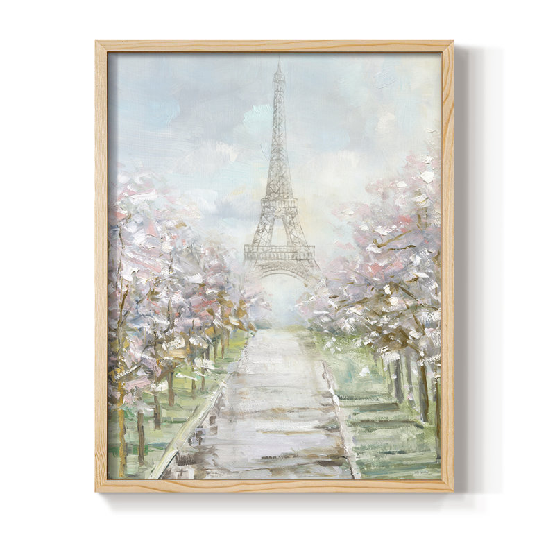 «Paris Trees», reproduction encadrée - bois massif, Naturel, 21" H x 17" W