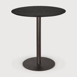 Blend dining table - varnished oak top - brown - Dark Bronze base - round 70/70/76