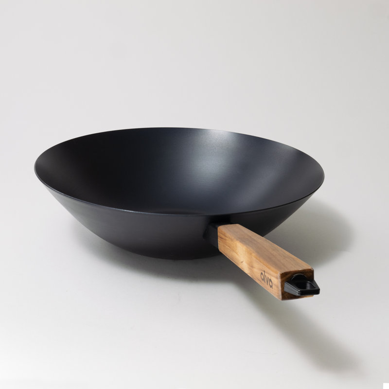 Alva Forest 12" Nonstick Carbon Steel Wok with Acacia Handle