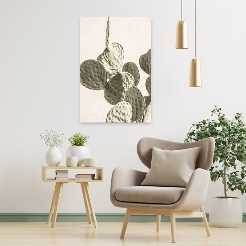 Art contemporain contemporain avec cactus, H 36 po x l 24 po