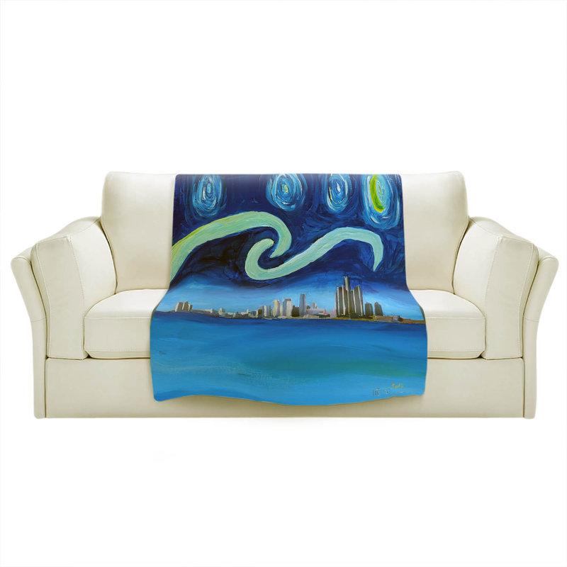  Couverture Starry Night Detroit Skyline, 68 po x 80 po