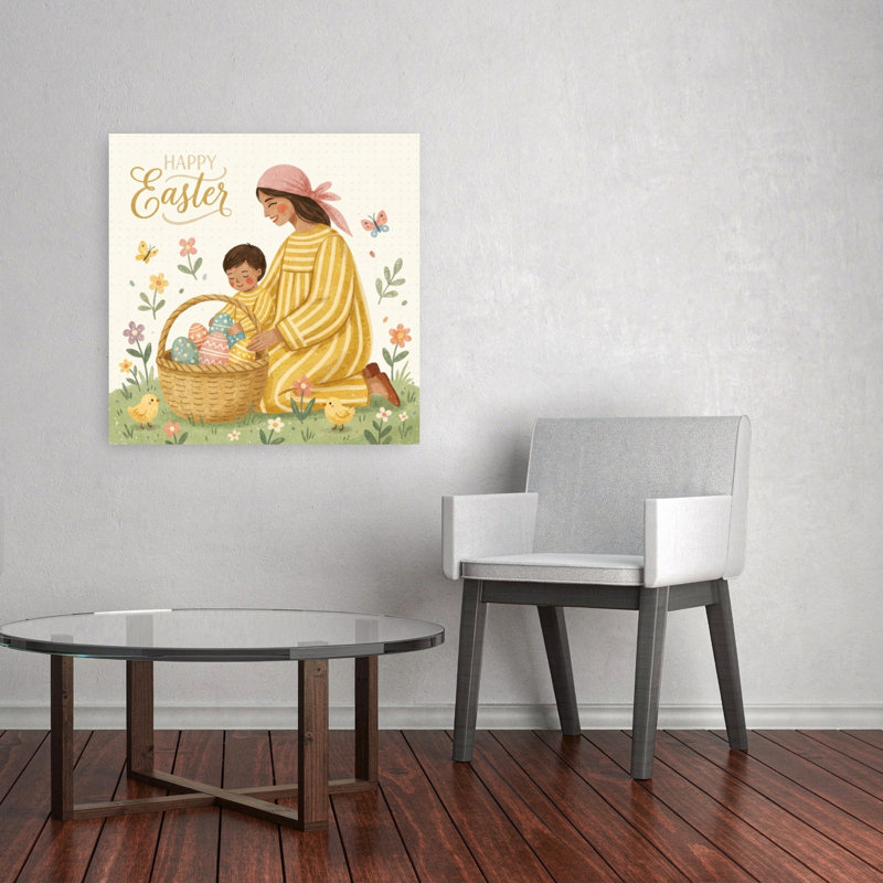 Joyeuse Pâques, chasse aux œufs, reproduction de papillon, art mural nature printanier, H 32 po x l 32 po