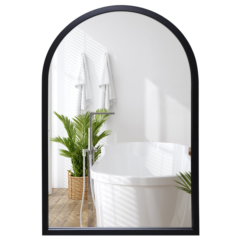 Lavetra 20x30 Framed Curved Arched Mirror for Bedroom Living Room Bathroom, Black