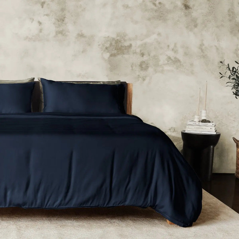 Housse de couette Luxe CleanBamboo® Satin +, Marine , Grand lit