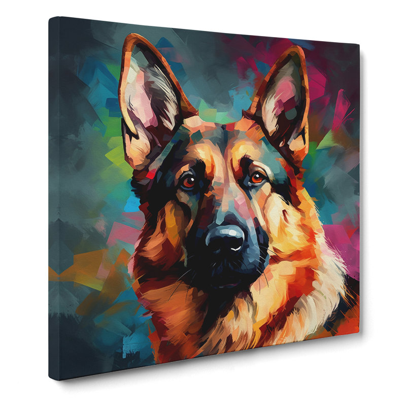 German Shepherd Abstract - No Frame Print, 35cm H x 35cm W x 3cm D
