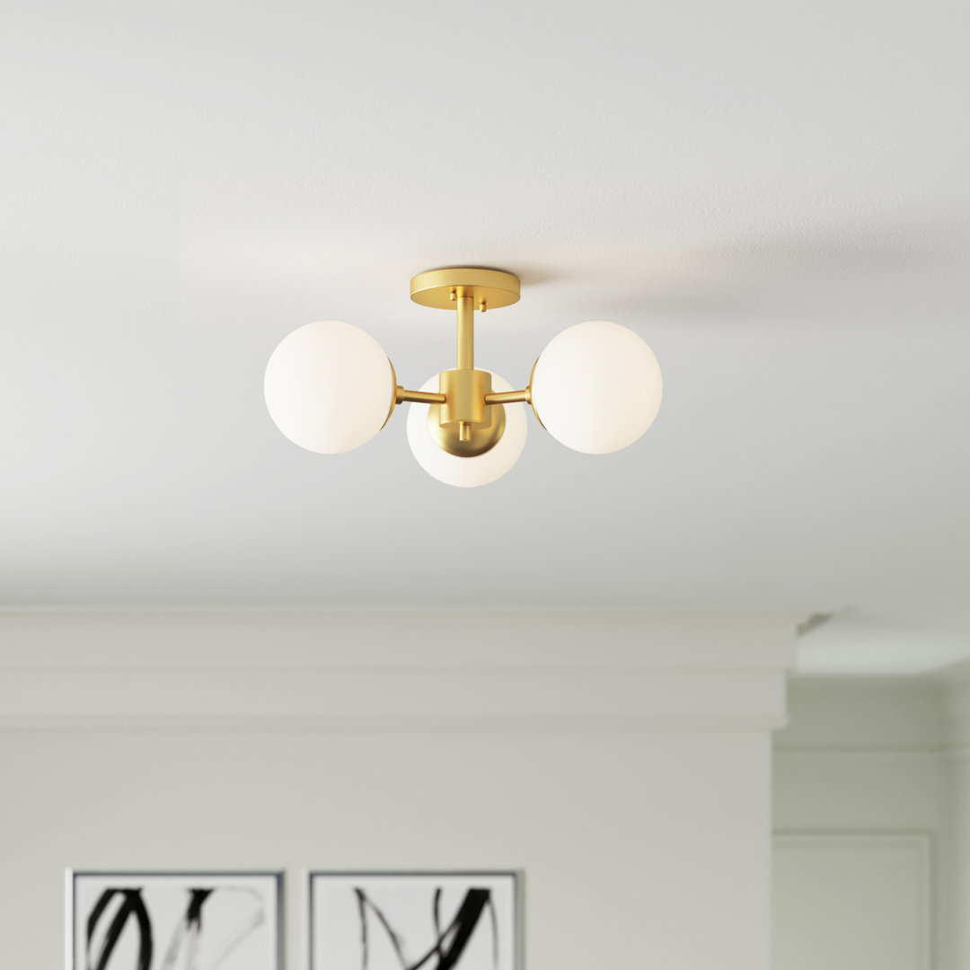 Bradwell Glass Semi Flush Mount Willa Arlo™ Interiors