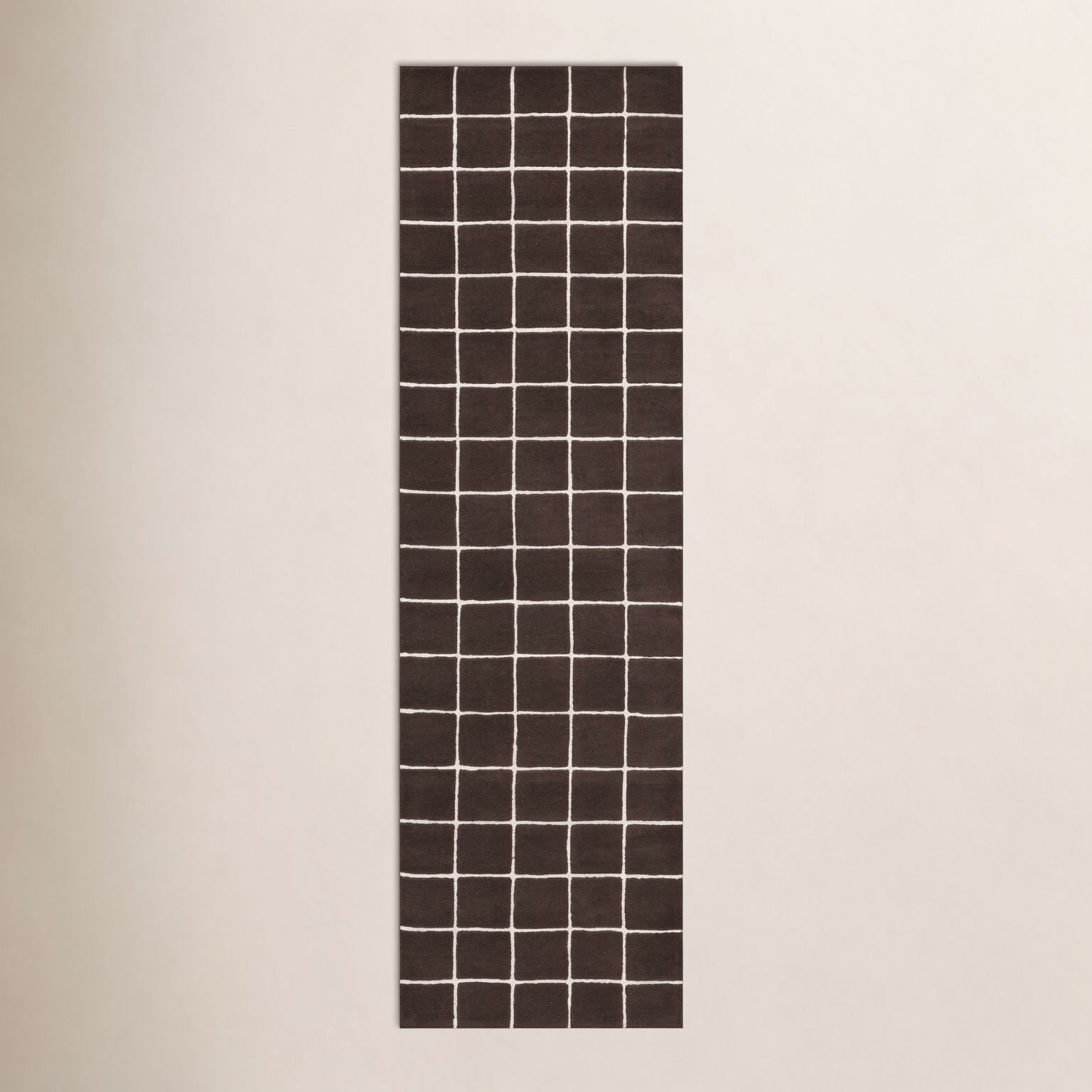 Montara Brown Hand-Tufted Geometric Wool Rug, Runner 2'3" x 8'