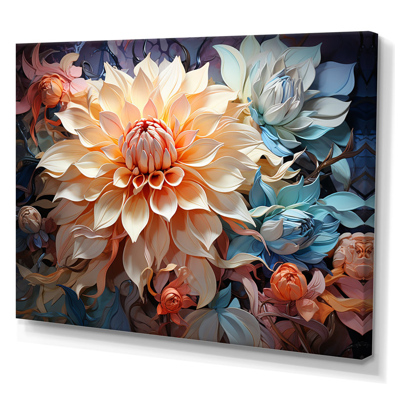 Dahlia Blossom Reverie sur toile, Toile tendue, H 24 po x l 32 po x P 1 po